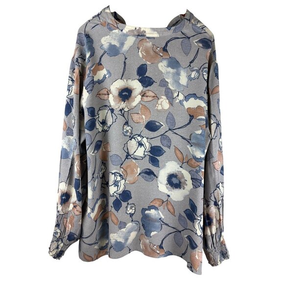 Boho Retro Cottage Career Liz Claiborne Woman Rayon Tunic Blouse, Women's 18W - Picture 2 of 9